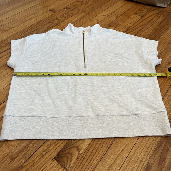 Varley Ritchie Short Sleeve Doublesoft Sweat Sweatshirt in Light Gray Size Large - Picture 7 of 8